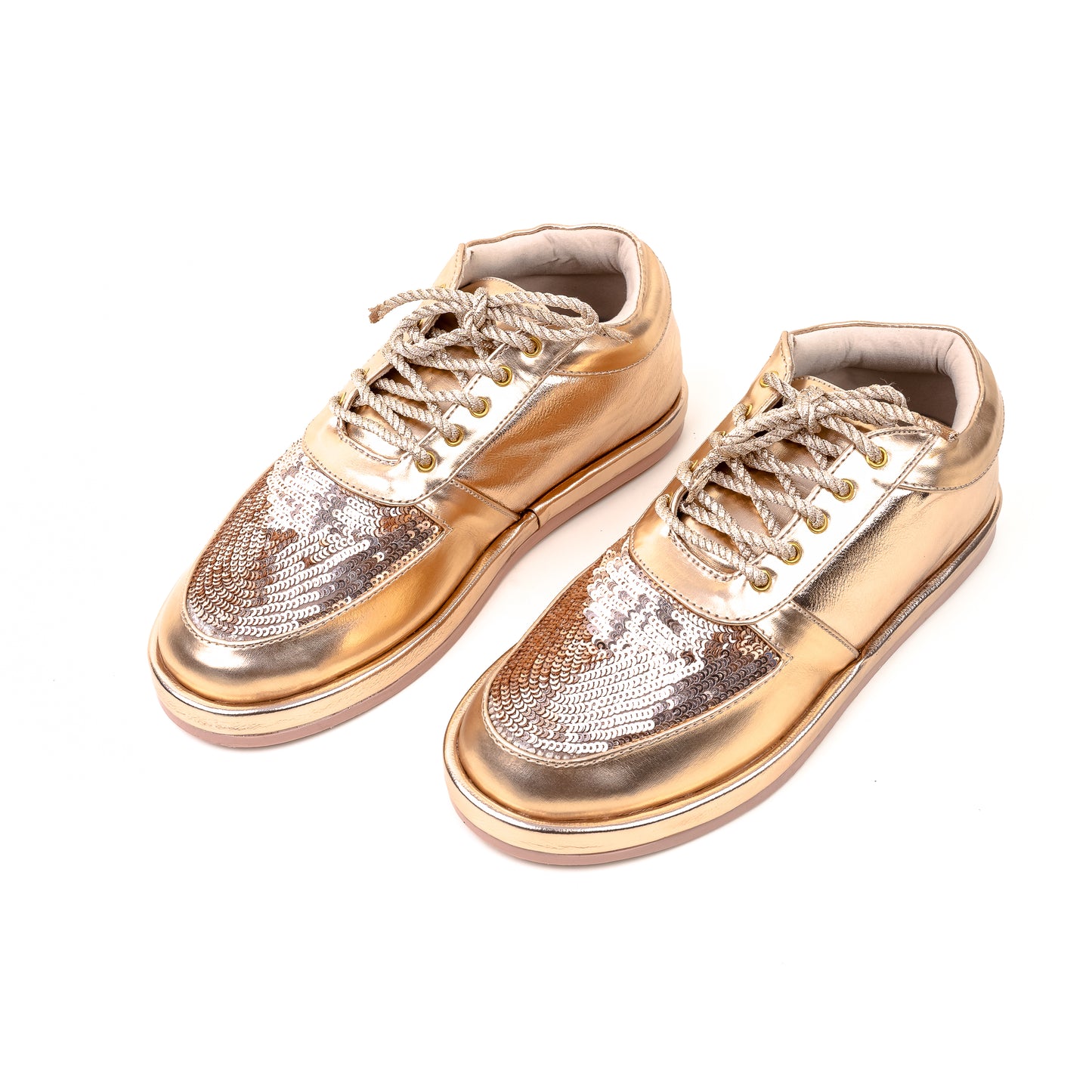 Preppy Womens Embroided Gold Sneaker