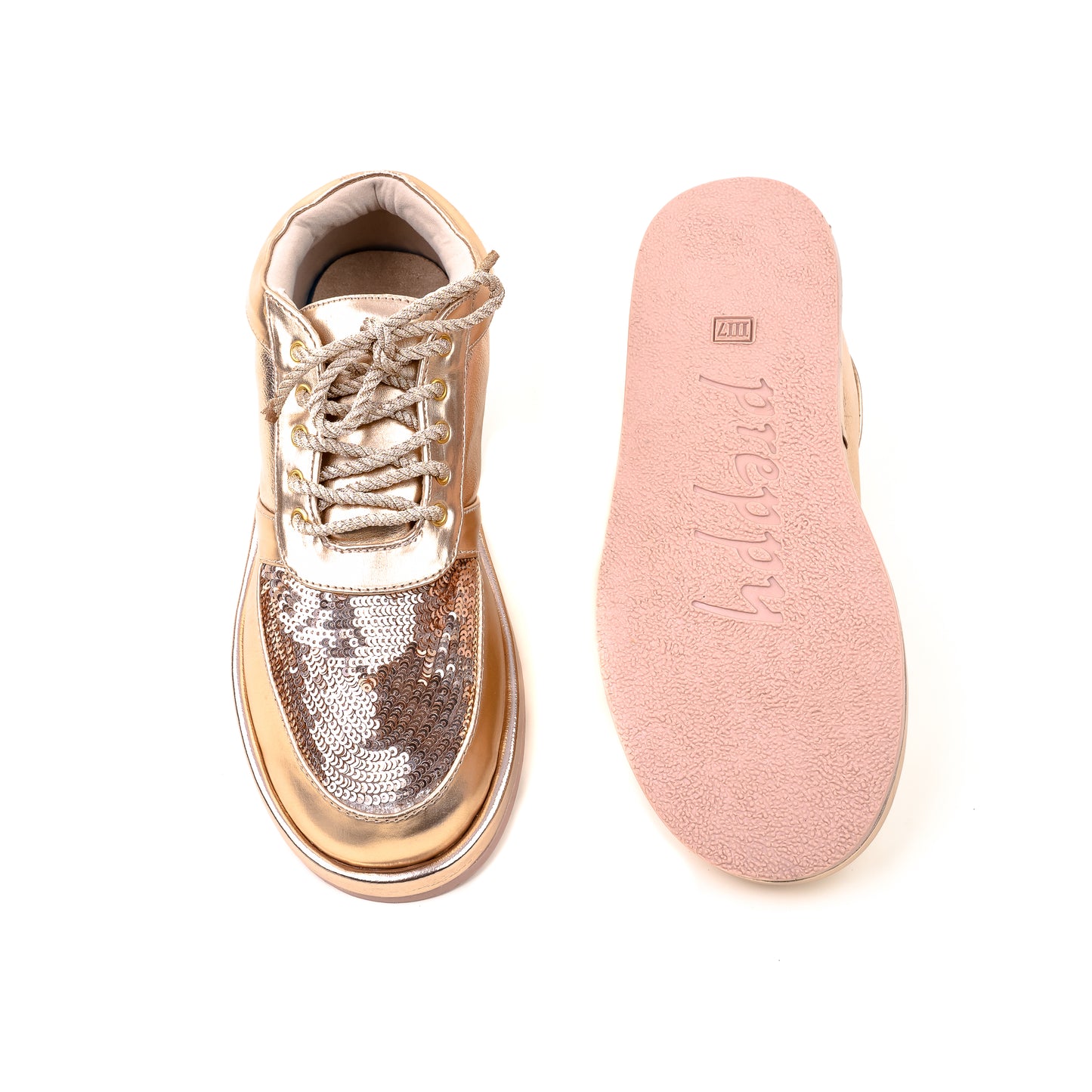 Preppy Womens Embroided Gold Sneaker