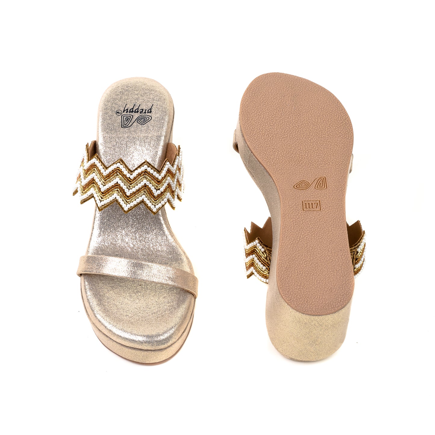 Embroided and Studded Platform Heel Sandal