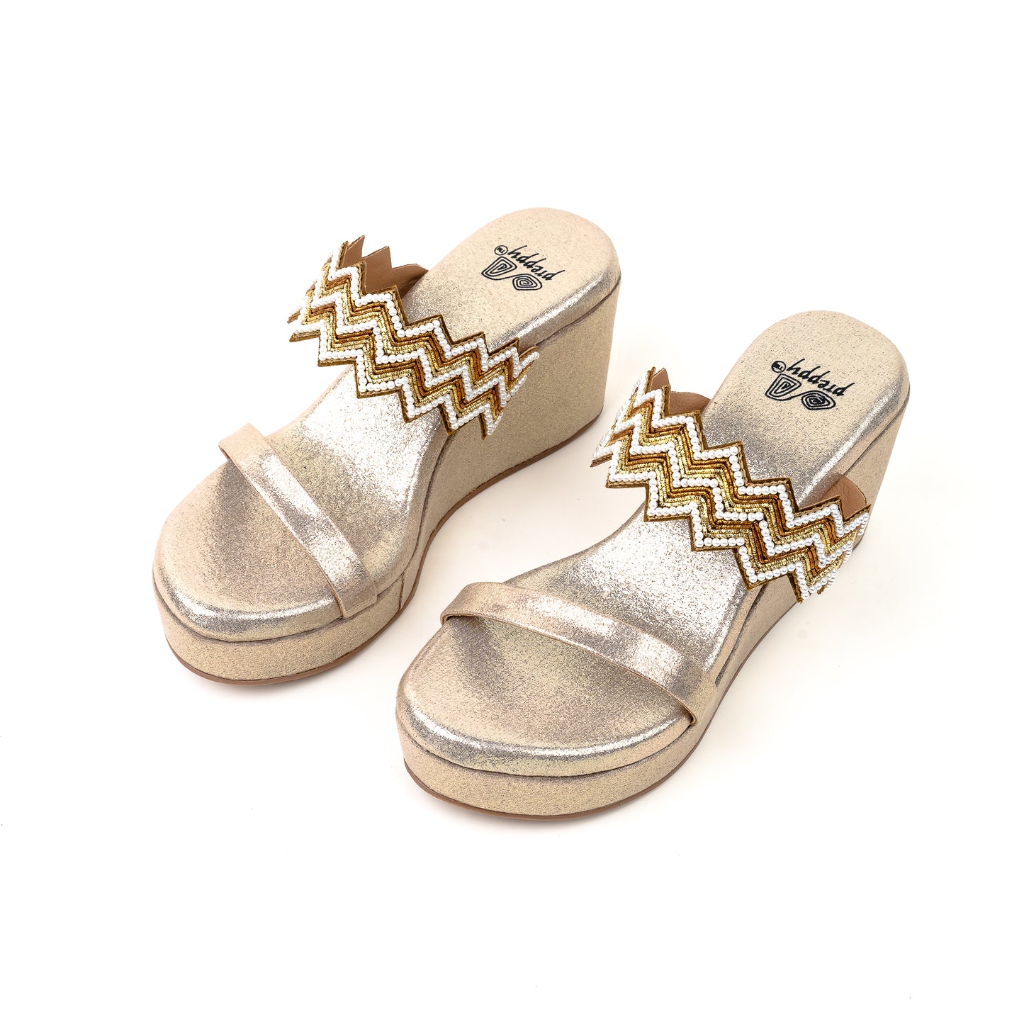 Embroided and Studded Platform Heel Sandal