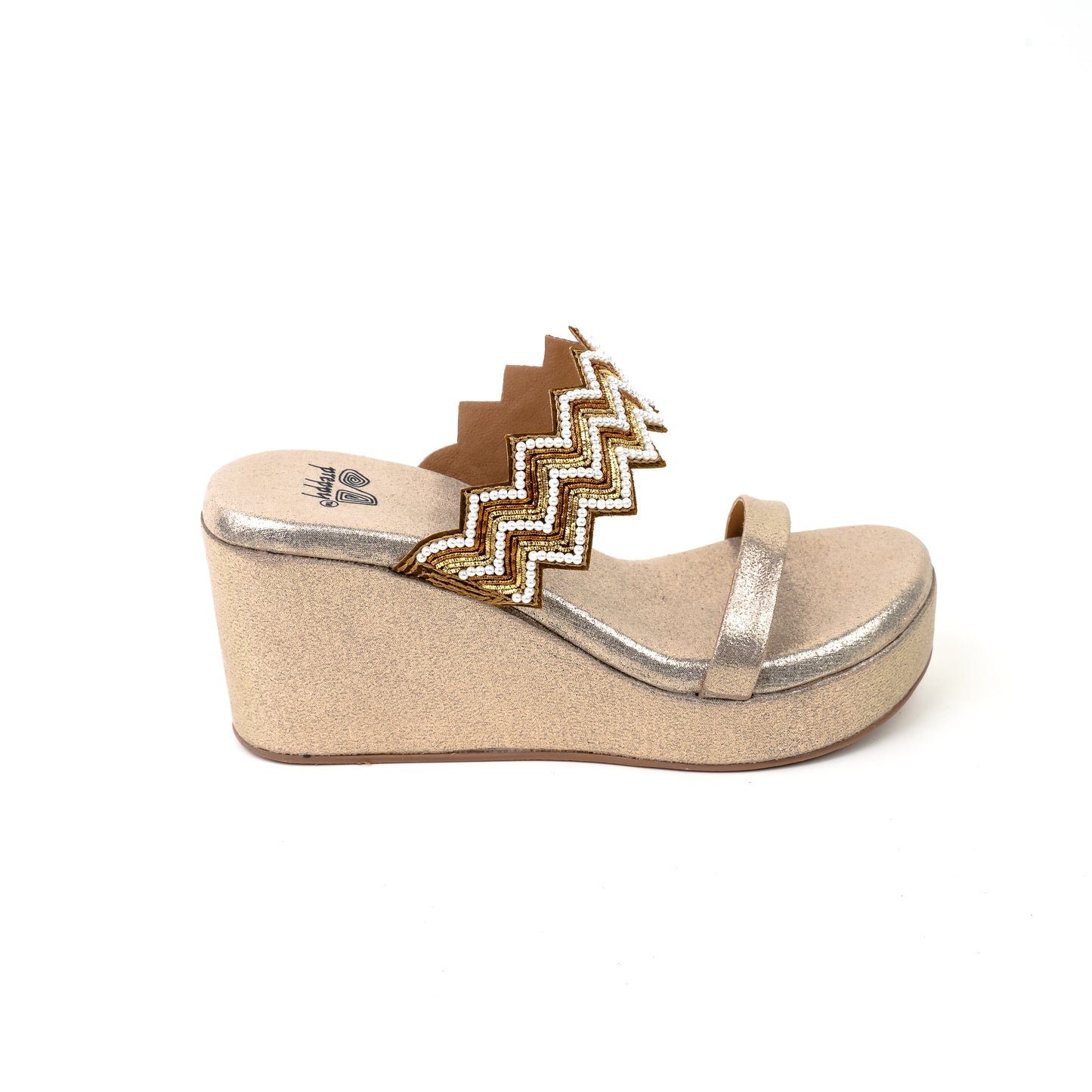 Embroided and Studded Platform Heel Sandal