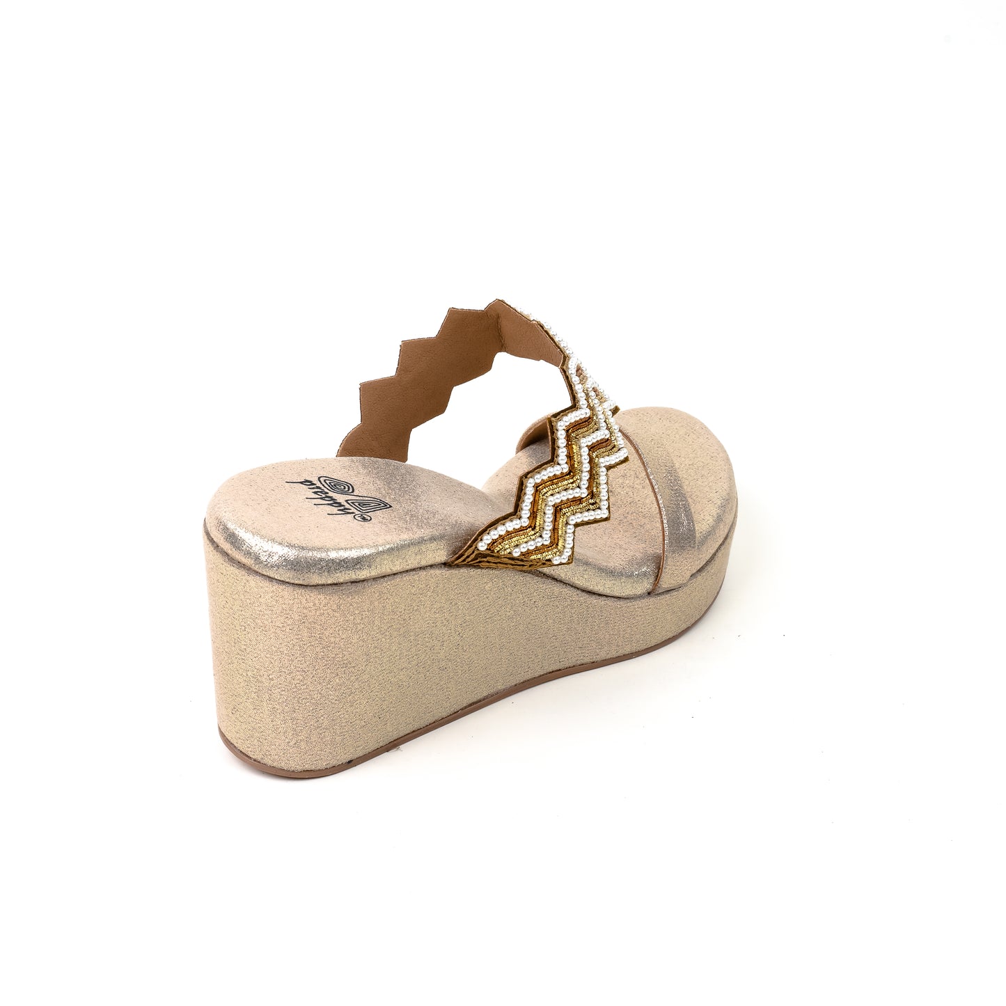 Embroided and Studded Platform Heel Sandal