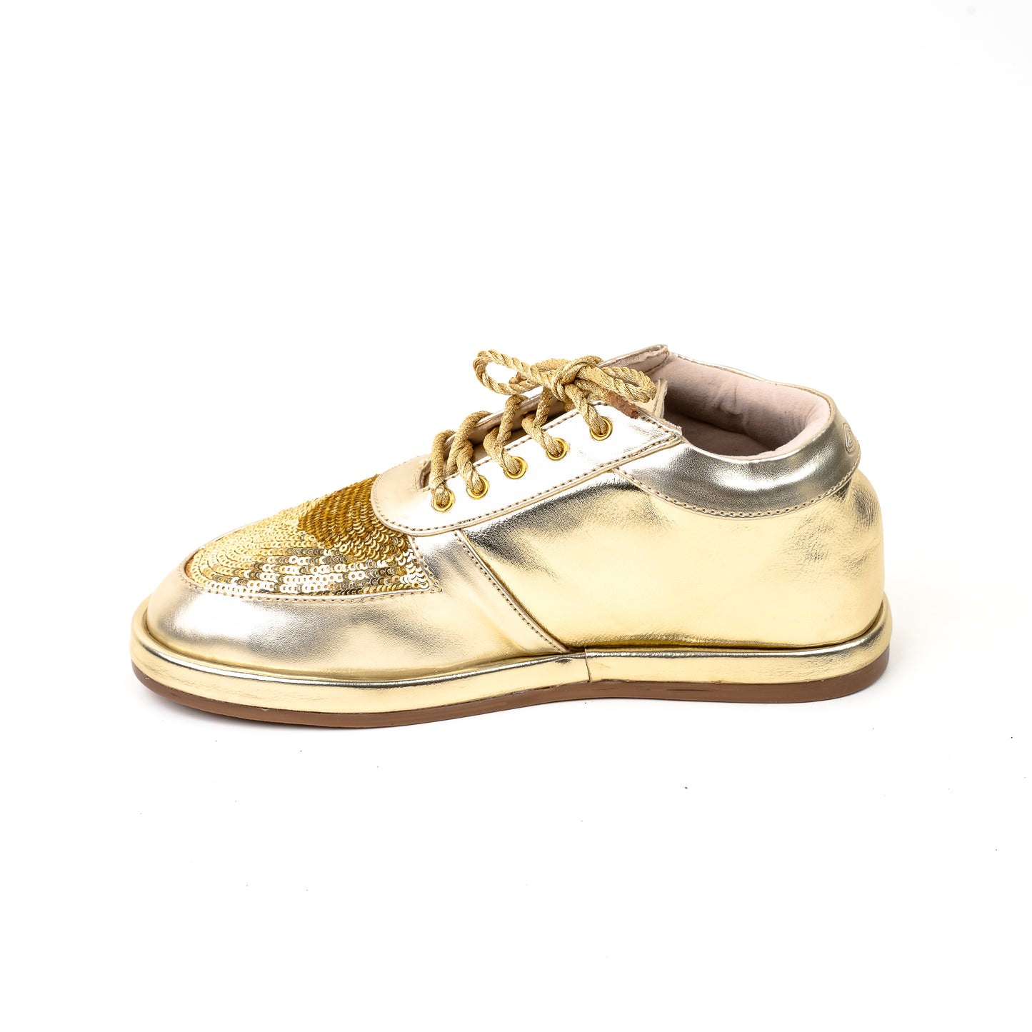 Preppy Womens Embroided Gold Sneaker