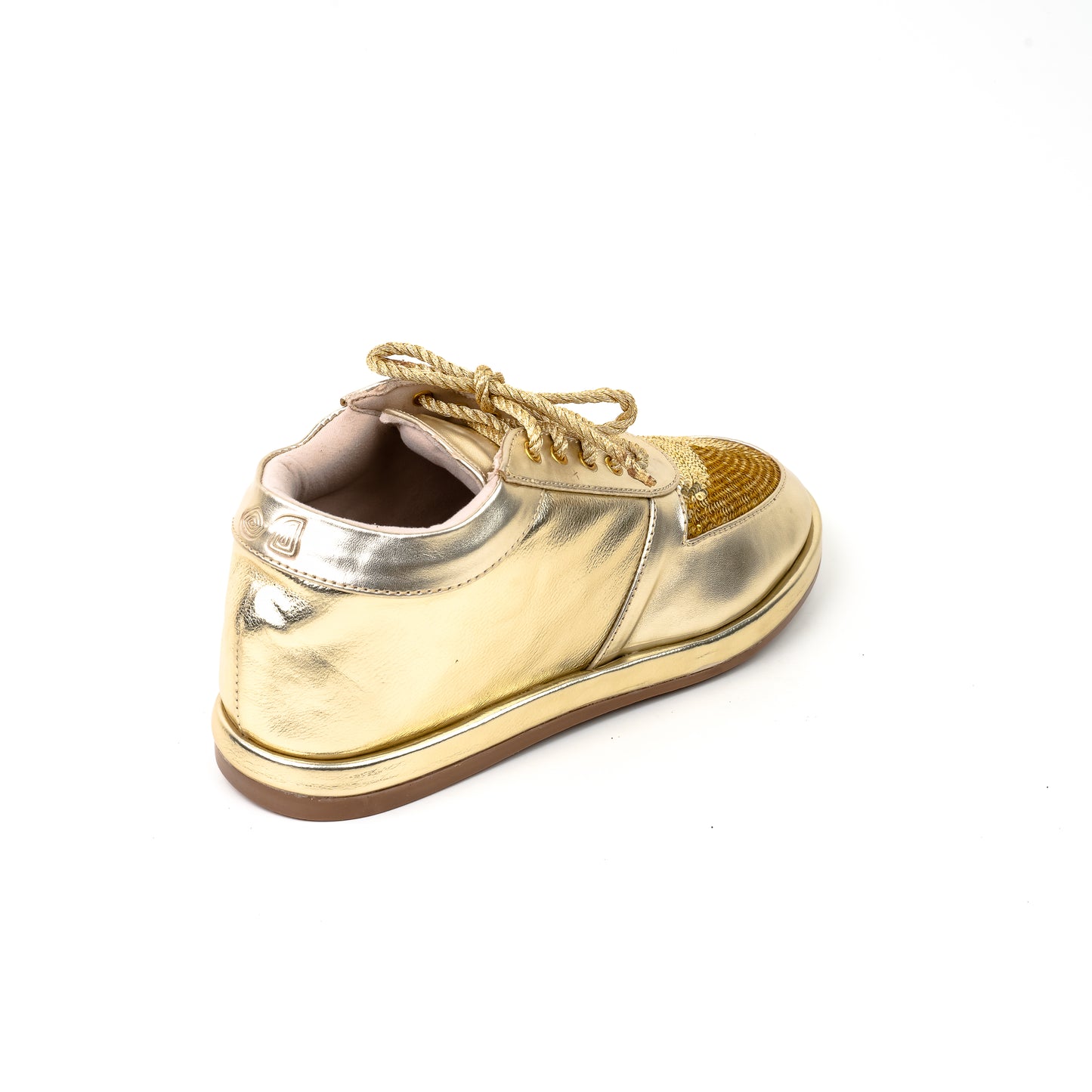 Preppy Womens Embroided Gold Sneaker