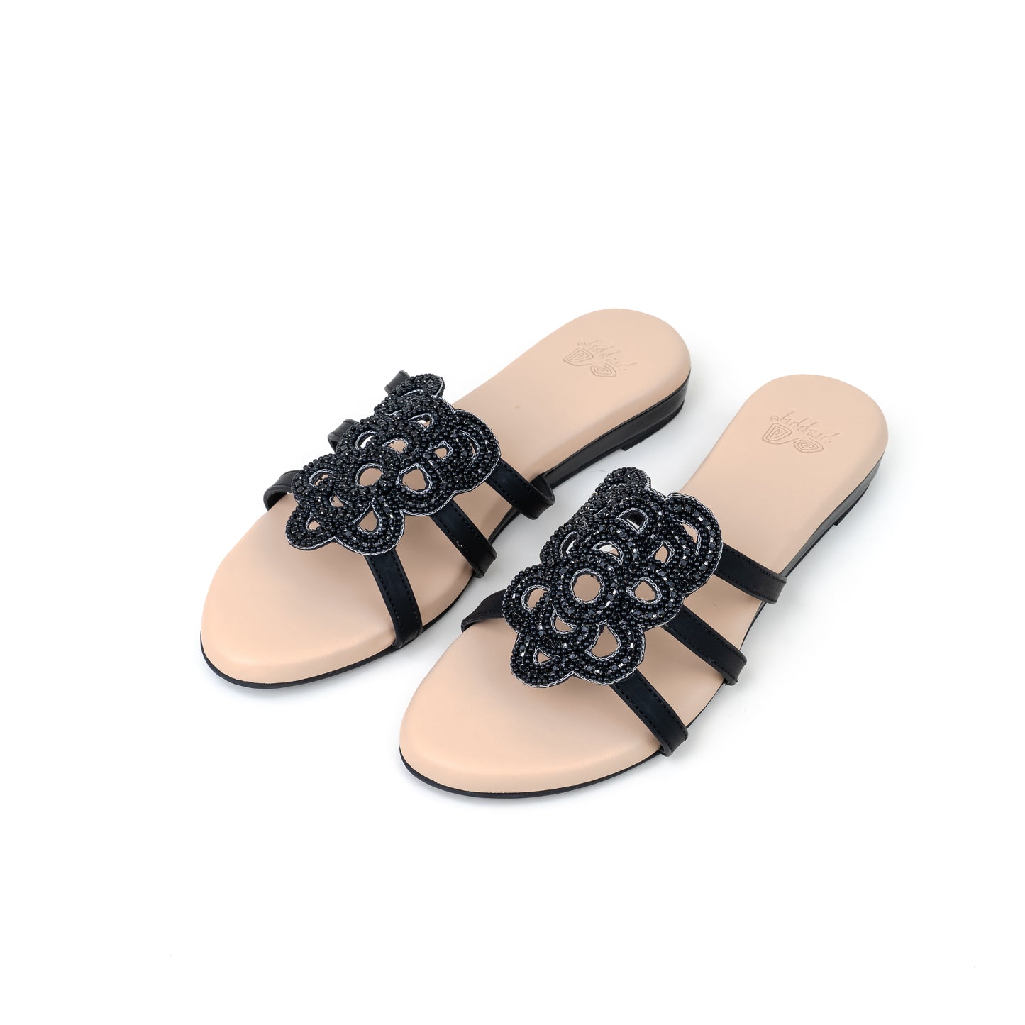 Embroidered Open Toe Sliders