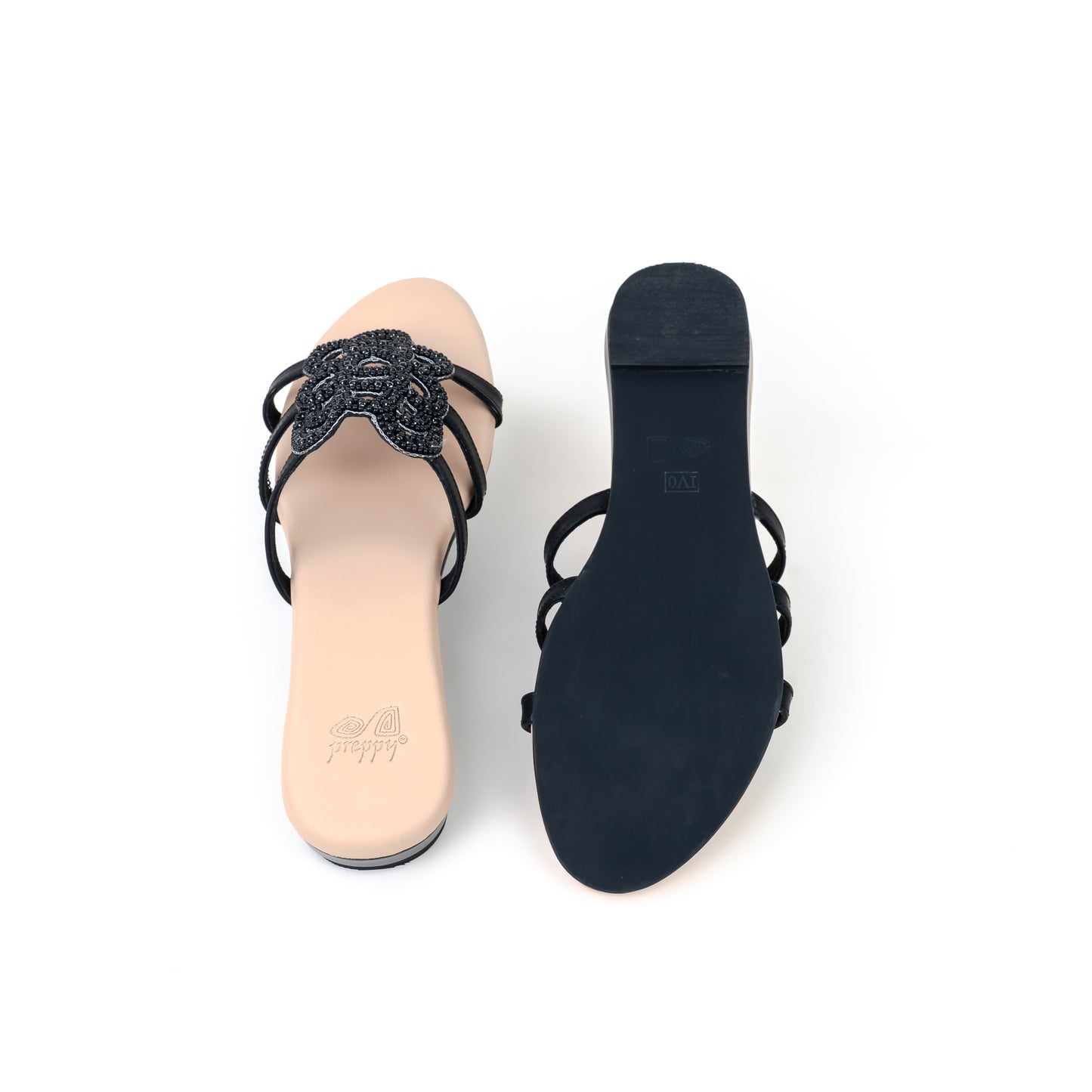 Embroidered Open Toe Sliders