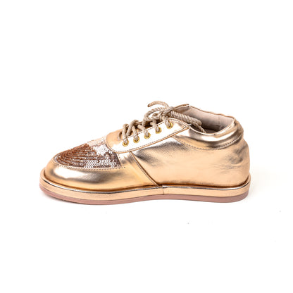 Preppy Womens Embroided Gold Sneaker