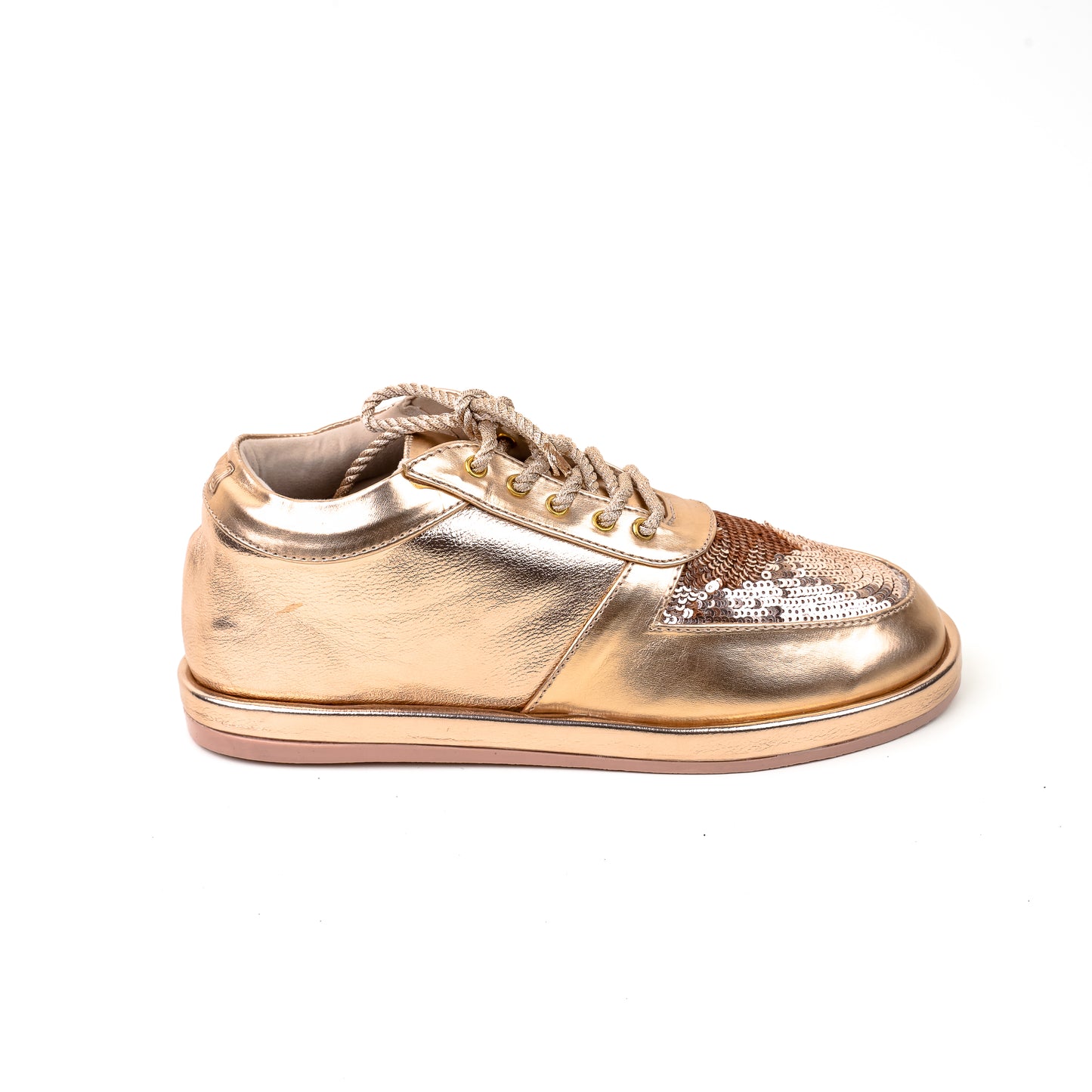 Preppy Womens Embroided Gold Sneaker