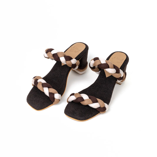 Braided Sliders with Block Heel