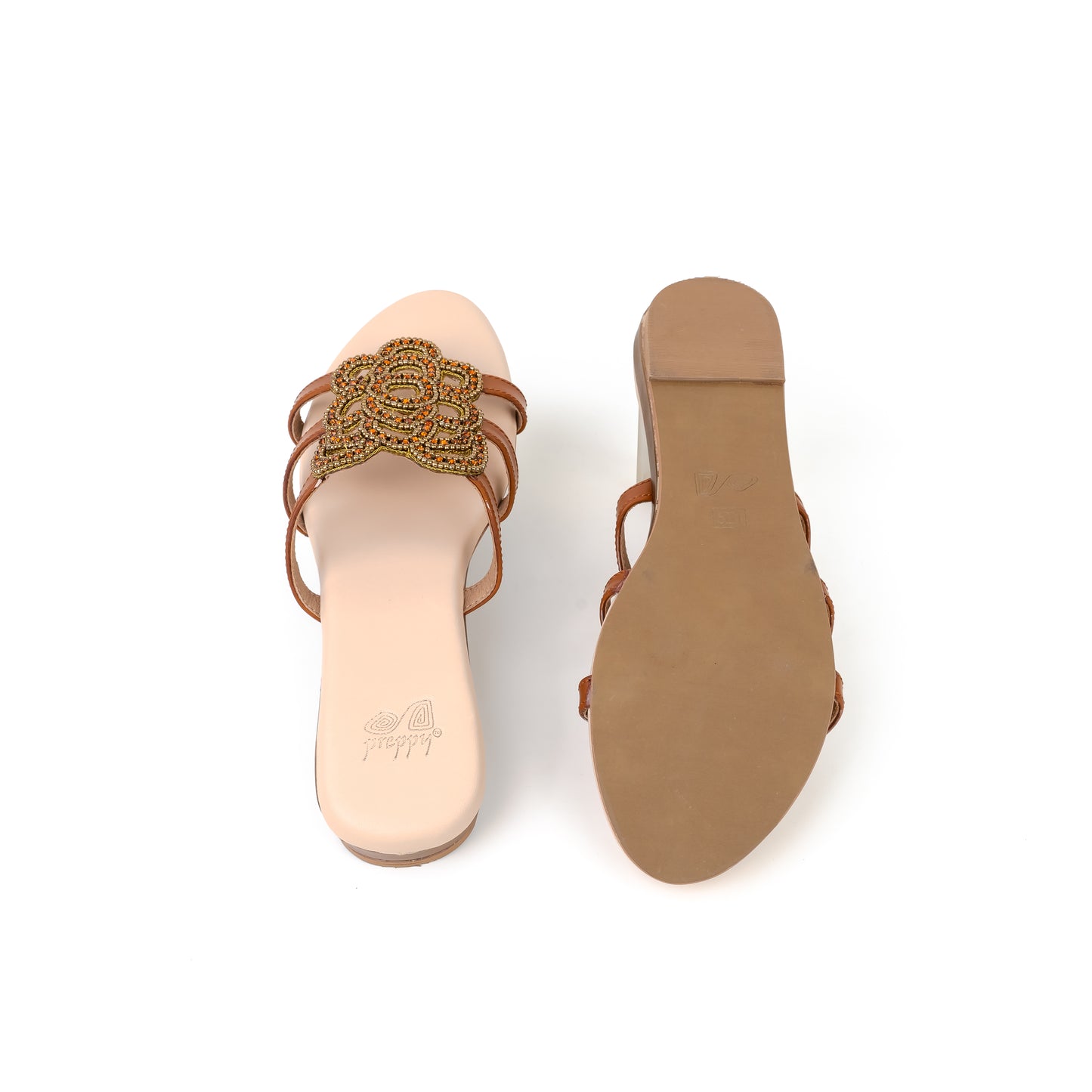 Embroidered Open Toe Sliders