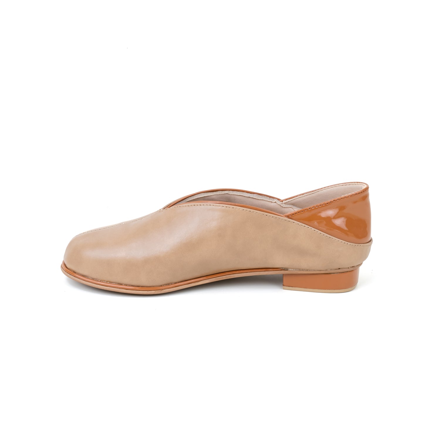 Dual-Tone Block Heel Ballerina