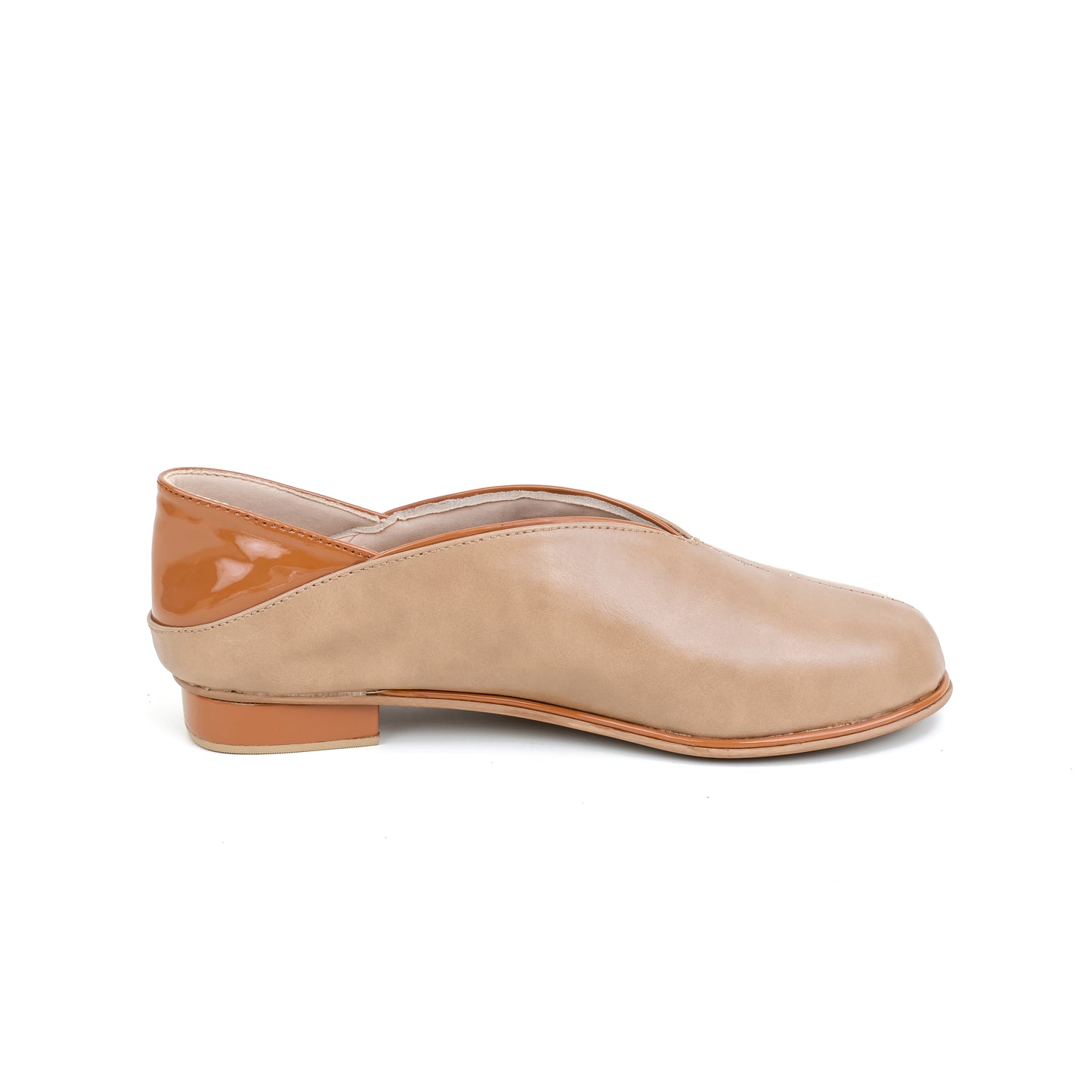 Dual-Tone Block Heel Ballerina